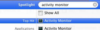 Loading OS X Activity Monitor using Spotlight activity monitor.png
