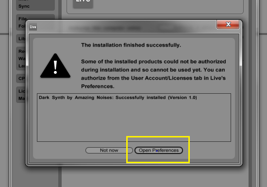 Open Preferences Authorize through the Preferences