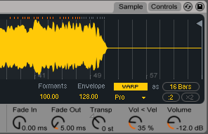 Fade In and Fade Out controls help you removing clicks at the beginning and at slice end / start. Fade In and Fade Out controls help you removing clicks at the beginning and at slice end / start.