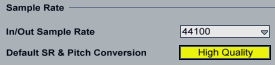 The Sample Rate section of Live's audio Preferences Sample Rate.png