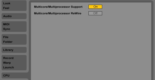 Make sure to enable Multi-Core Support from Live's CPU Preferences tab. Screen shot 2013-06-04 at 5.22.53 PM.png