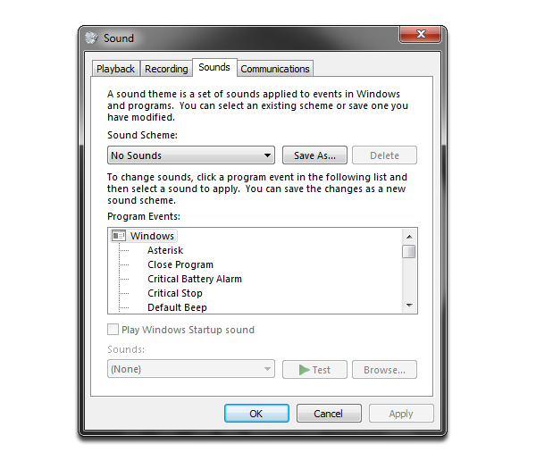 Disable Window's System Sounds. nosounds.png